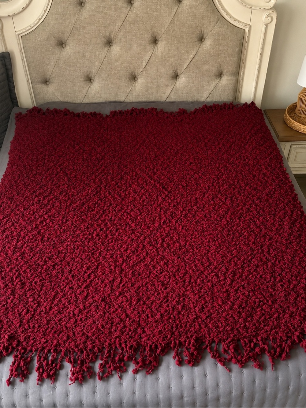 Plush Burgundy Knit Throw Blanket - Home Bedding